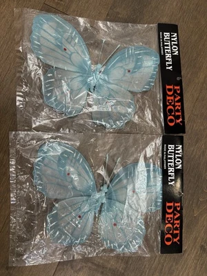 2шт синий нейлона бабочка 10» вечеринки украшение новый запечатанный - Изображение 1 из 2