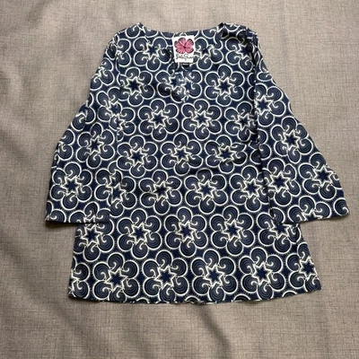 Top floral manga 3/4 cuello en V Lesley Evers para mujer talla mediana algodón elástico Foto 1 de 4