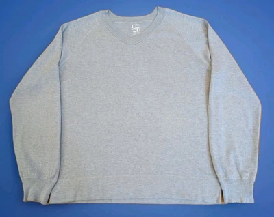 BARNEYS NEW YORK COOP LARGE L COTTON/CASHMERE SWEATER LIGHT BLUE V-NECK  - Image 1 of 4