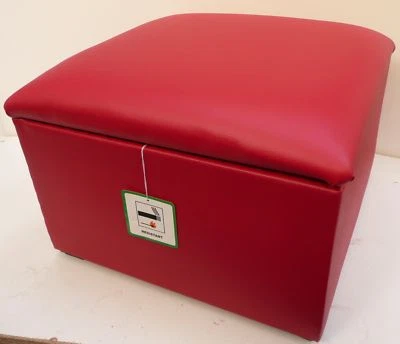  RED FAUX LEATHER STORAGE BOX/ FOOTSTOOLS/POUFFES  20"x 20" - Image 1 of 2