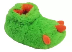 New Baby Boy Green & Orange Monster Claw Bootie Paw Slippers Size 3 (3M - 6M) - Picture 1 of 4