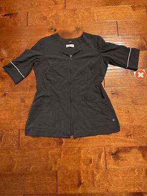 White Cross Marvella 2814 女式实验室外套带 2 路拉链 3/4 袖石板尺寸 L — 第 1/4 张图片