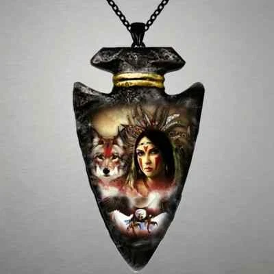 Tribal красоты и волка король узор наконечник стрелы стиль подвеска ожерелье - Изображение 1 из 4
