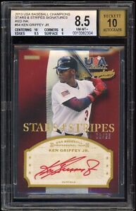 2013 USA Champions Stars and Stripes Red Ink Auto Ken Griffey Jr 6/25 BGS 8.5