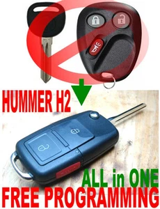 COMBINE KEY & REMOTE TO ALLin1 FLIP FOB FOR 2003-2007 HUMMER H2 ALARM CLICKER - Picture 1 of 4