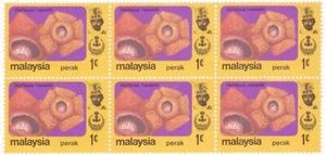 Malaysia 1979 Flowers 1c MNH Stamps, Perak, 1 Block of 6 - Picture 1 of 1