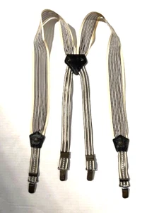 Vintage 80s MONSIEUR NICOLE MATSUDA Mens Stripe Suspenders Braces - Picture 1 of 13