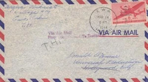 1944, Ewa, HI to Hollywood, CA, sin censura (C2264) - Imagen 1 de 1
