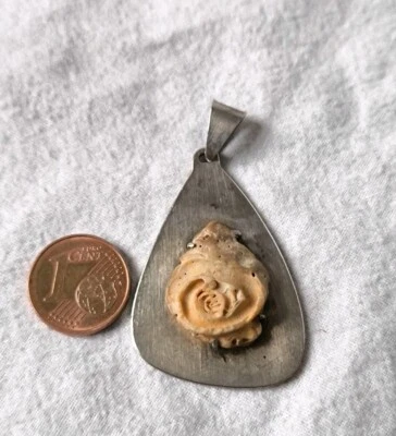 Ausgefallener Kettenanhänger 800 Silber Rose Stein Anhänger  Unikat Vintage  - Bild 1 von 4