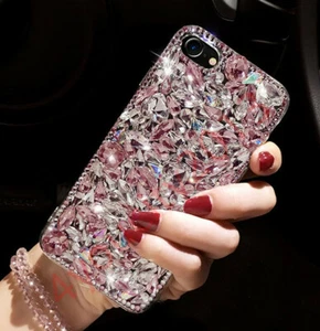 Bling Glitter Diamond Crystal Luxury Rhinestone Back Case Cover For Cell Phone - Picture 1 of 3