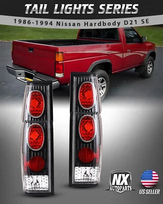 Tail Lights for 1986-1997 Nissan Pickup Hardbody D21 Rear Lamps Black Clear Lens - Изображение 1 из 4