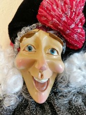 Figurine grand lutin rieur noir et rouge rose yeux bleus H 75 cm
