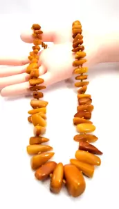 Collar Grueso Caramelo Yema de Huevo Natural Grueso Graduado Ámbar Báltico - Imagen 1 de 7