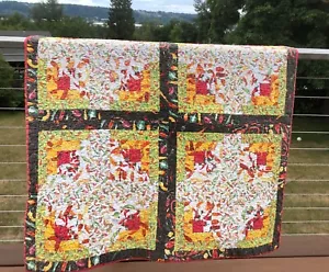 Handmade Quilt RED HOT CHILI PEPPERS Machine Quilted 39 x 39 Soft Faded As Is - Picture 1 of 5