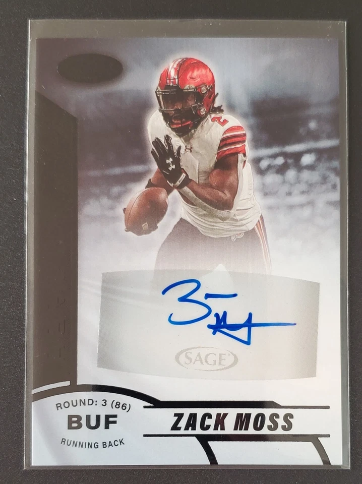 Zack Moss 2020 Sage Aspire Black  #ASP-51 Rookie Auto RC Football Card Utah - Image 1 of 3