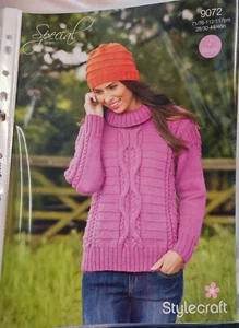 New Stylecraft Knitting Pattern 9072 Aran Jumper and Hat. - Picture 1 of 1