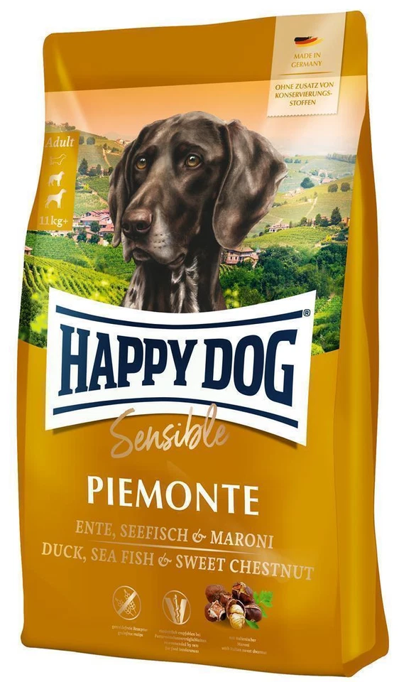 HappyDog 1kg Piemonte Ente & Seefisch & Esskastanie Hundefutter Trockenfutter - Bild 1 von 1