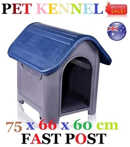 Dog Kennel Puppy House Hard Plastic Blue Pet Kennel Indoor Outdoor Resistant - Picture 1 of 5