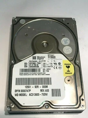 WESTERN DIGITAL EXPERT 313600 13GB IDE HARD DRIVE AC313600-75DW CSNEEKMO aa5fc12 - Image 1 of 2