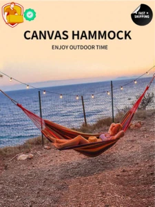 Portable Canvas Hammock - Outdoor Camping, Patio, Travel, Party Hammock - Picture 1 of 10