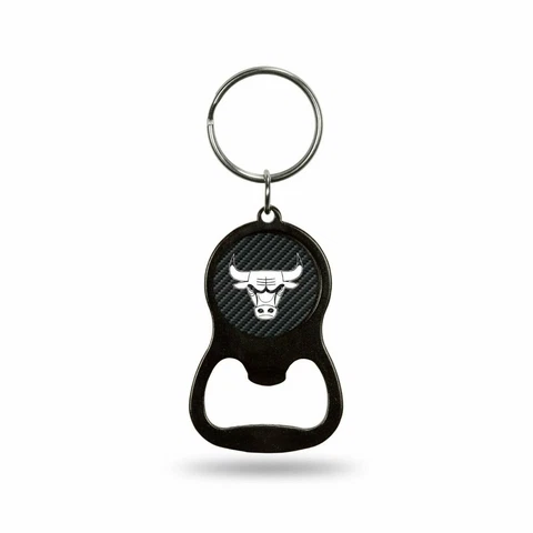 Chicago Bulls Keychain Bottle Opener Carbon Fiber Design Metal Basketball Cover