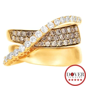 Le Vian Multi Color 1.35ct Diamond 14K Gold Wide Wave Criss Cross Ring 8.2 gr NR - Picture 1 of 5