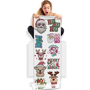 "Hoja de pandillas DTF Festive Sparkle Christmas transferencias DTF, lista para presionar 22"" X 60" - Imagen 1 de 2