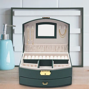 Large Jewelry Storage Case Jewelry Box Organizer for Women Girls w/ 2 Drawers US - Picture 1 of 13