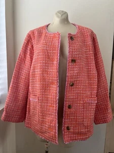 NWT j. Jill Women’s 2X Orange Pink Plaid Tweed Blazer Jacket $149 - Picture 1 of 5