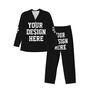 Custom Men Womens Pajamas Set Sleepwear Button Down Nightwear Soft Pj Lounge Set - Picture 1 of 12