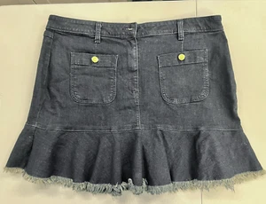 Michael Kors size 16 dk blue denim flounce skirt with ruffle frayed hem $98 - Picture 1 of 8