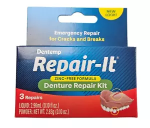 Dentemp REPAIR-It Denture Repair Kit - 3 Repairs/Kit NEW LOOK ARRIVING!! red - Picture 1 of 3