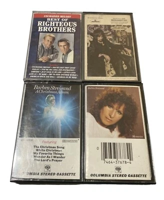 Vintage Lot Of 4 Cassette Tapes Barbara Streisand Rod Stewart Righteous Brothers - Image 1 of 4