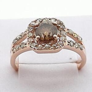 $10,000 14K Rose Gold .99ctw Fancy Mocha & Rose Cut Diamond Engagement Ring