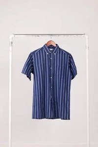 80's Pierre Balmain 'Striped' S/S Oxford Shirt Blue - Picture 1 of 9