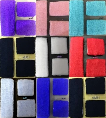 SweatBand Wristband Headband Set Squash Tennis Badminton Gym Yoga Class Sports - Image 1 of 4