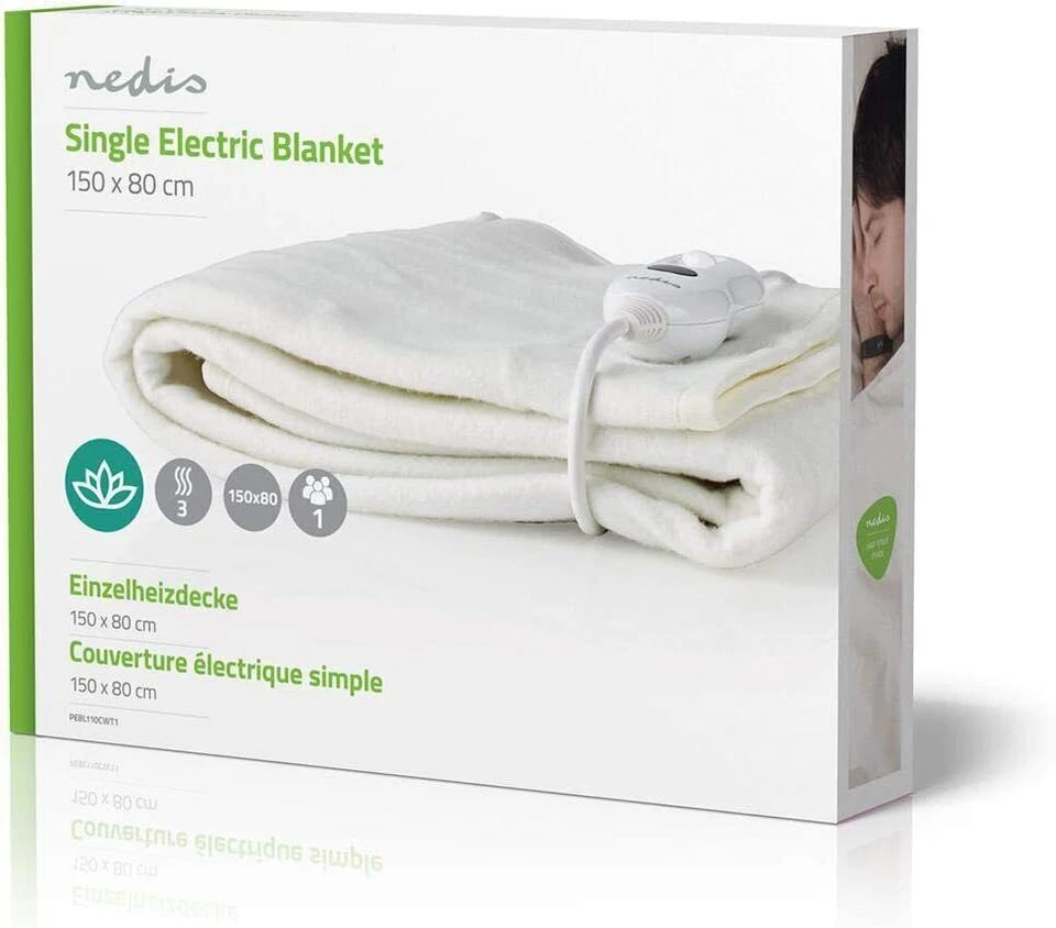 Nedis 150x80cm 60W Coperta Elettrica Singola - Bianca (PEBL110CWT1)