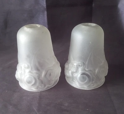 paire de tulipe art déco en verre dépoli signé LOTI NANCY / Muller Degué Delatte - Photo 1/4