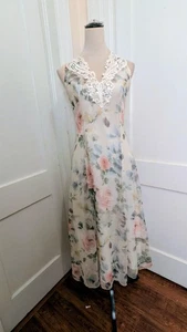 Vintage Scott McClintock Midikleid - Aquarell Blumen - Spitzendetails - Größe 4 - Bild 1 von 14