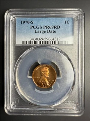 1970 S LINCOLN CENT PROOF 1C PR69 PF69 PCGS Mirror Fields Large Date SKU 3872 - Image 1 of 2