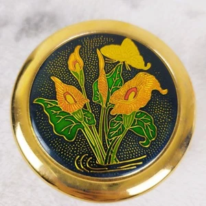 Antique Japanese Cloisonne Enamel Round Ceramic White Gold Trinket Box 9cm - Picture 1 of 5