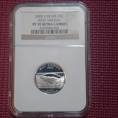 2005-S West Virginia Silver Statehood Quarter NGC PF 70 ULTRA CAMEO - Image 1 of 2