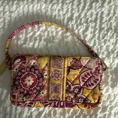 Pulsera Vera Bradley Usada en Excelente Condición Baldi Oro Estampado Floral Amarillo Rosa Púrpura Foto 1 de 4