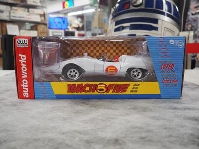 Speed Racer Mach 5 Die Cast Auto World Silver Screen Machines 1:18 sin abrir Foto 1 de 4