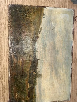 tableau ancien huile sur toile à Restaurer  - Photo 1/4