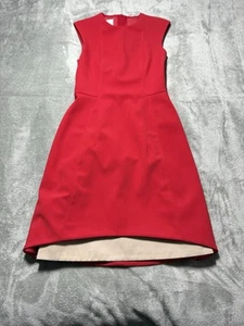 AKRIS PUNTO Crewneck Mini Dress Women’s US 2 Red A Line Layered Cocktail - Picture 1 of 9