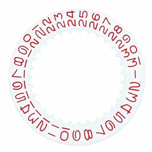 Datumsscheibe für Rolex 1530-1570 Uhrwerk weiß mit roten Zahlen Uhrenteil - Bild 1 von 2