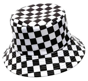 Sombrero Cubo Bandera Reversible A Cuadros Negro Blanco 58cm Talla Adulto - Imagen 1 de 12