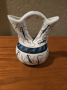 Signed Hand Painted Navajo Pottery Wedding Vase - Picture 1 of 6