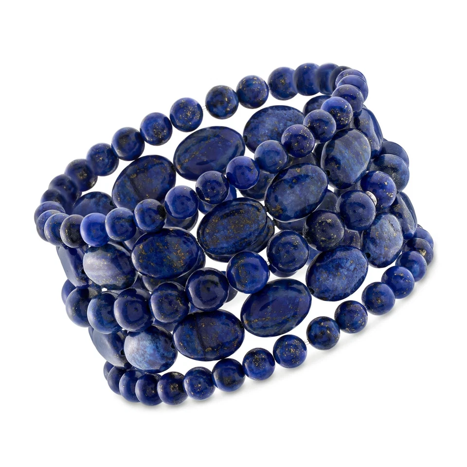 Ross-Simons Lapis Jewelry Set: 5 Bead Stretch Bracelets. 7 inches - Image 1 of 4